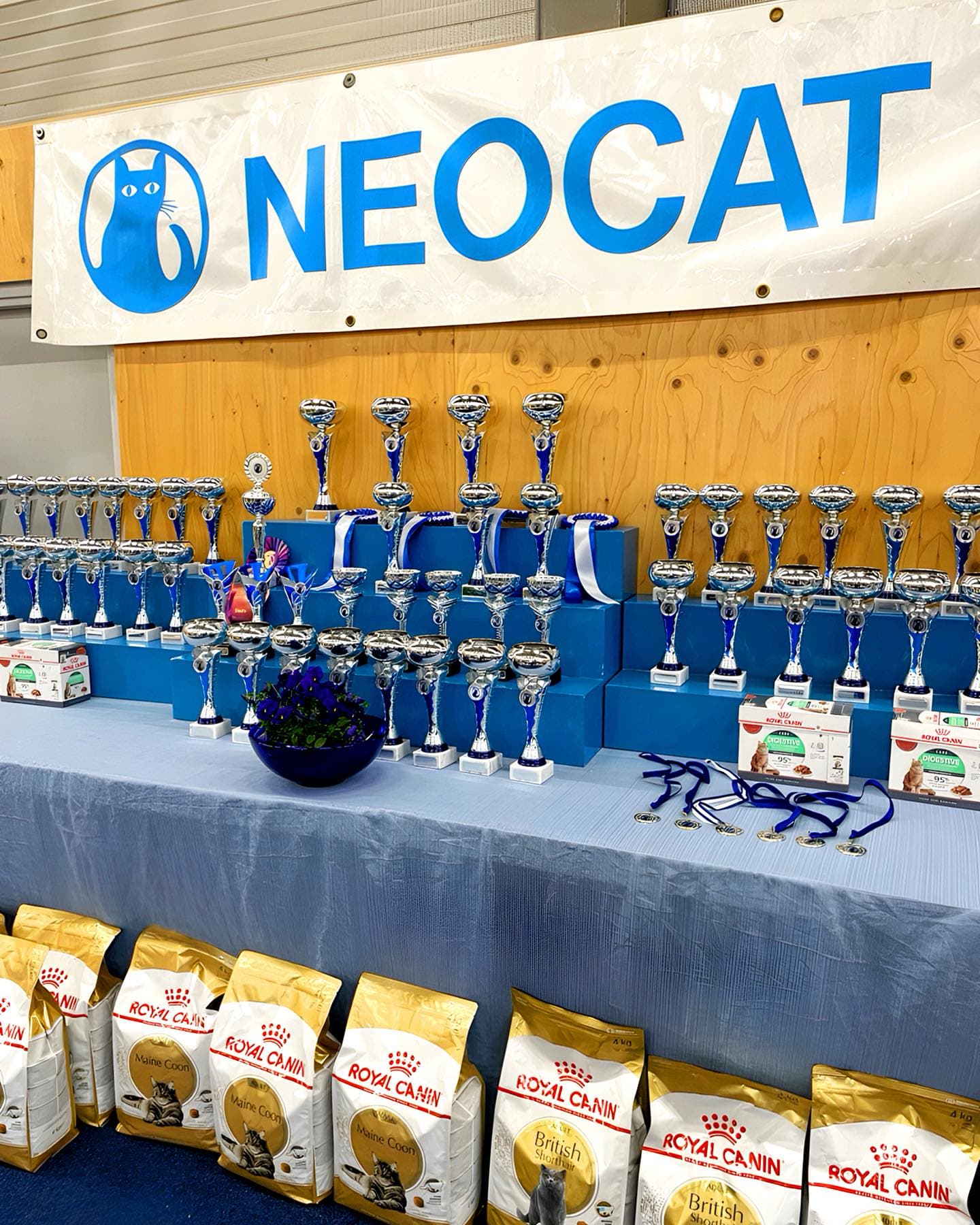 Neocat show — prijzentafel met trofeeën